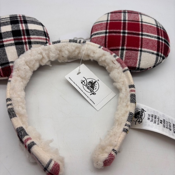 Disney Parks Mickey Mouse Holiday Plaid Joy Christmas Ears with Tags - Picture 5 of 11